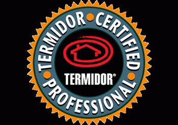 A badge of Termidor Certification, part of Albert's Termite Control in Peoria IL